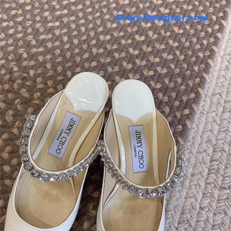J1m*y Ch00 rhinestone slide sandals