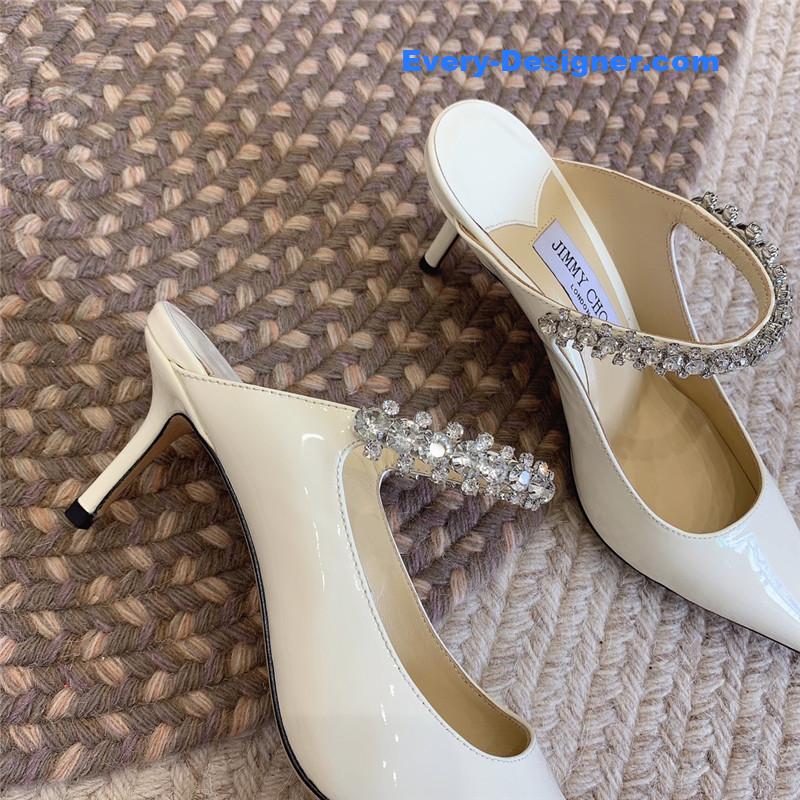 J1m*y Ch00 rhinestone slide sandals