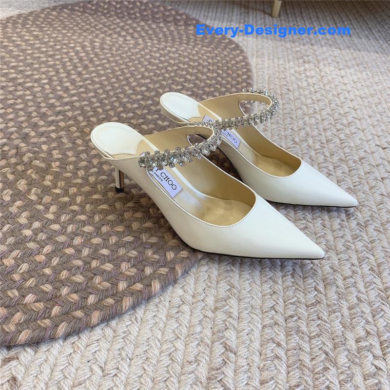 J1m*y Ch00 rhinestone slide sandals