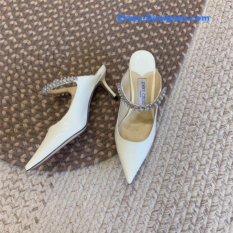 J1m*y Ch00 rhinestone slide sandals