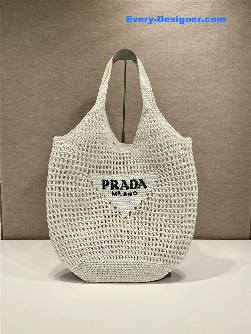 Pra*a raffia tote bag white