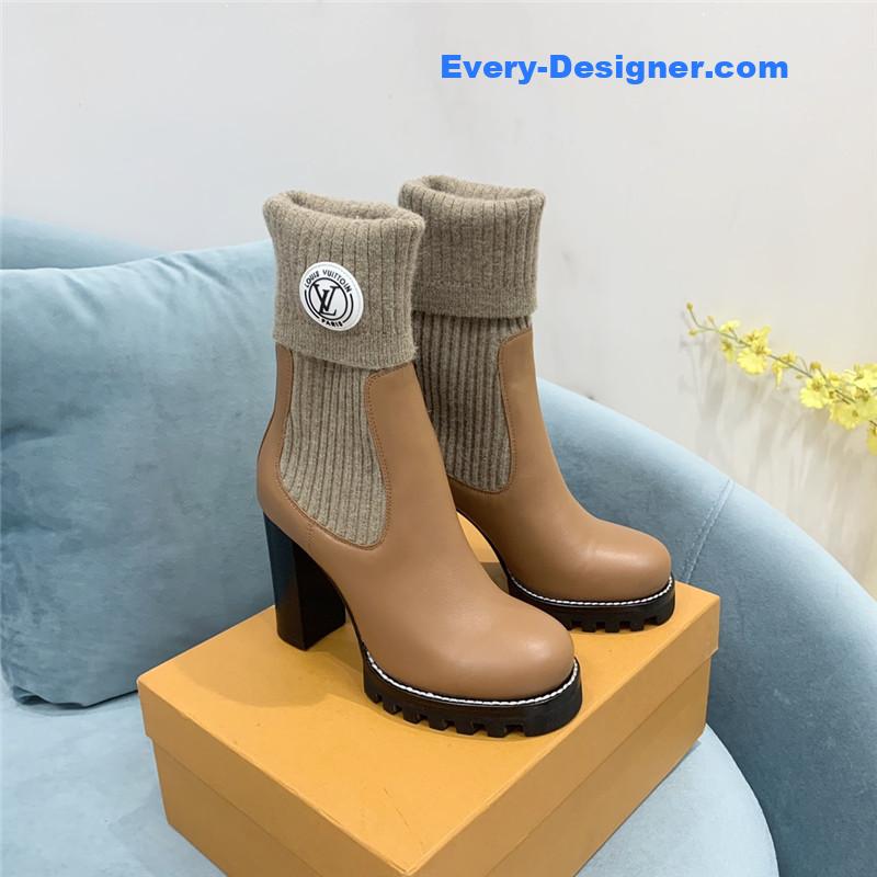l0vis Vvtt0n lv woolen tube thick heel short boots