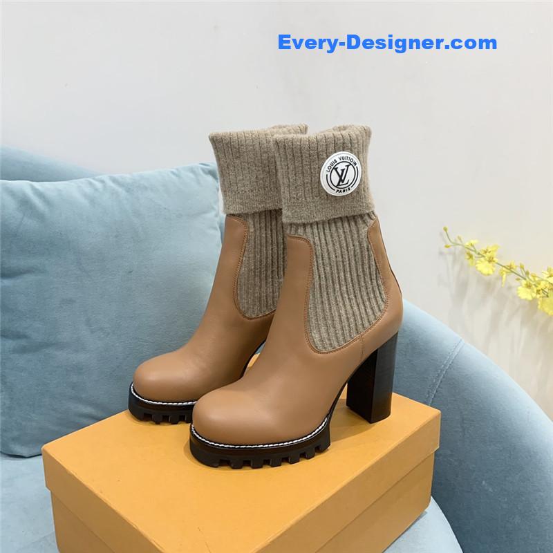 l0vis Vvtt0n lv woolen tube thick heel short boots