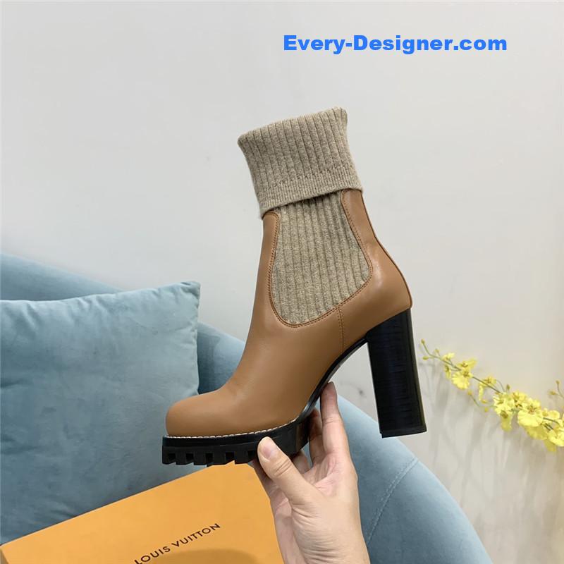 l0vis Vvtt0n lv woolen tube thick heel short boots