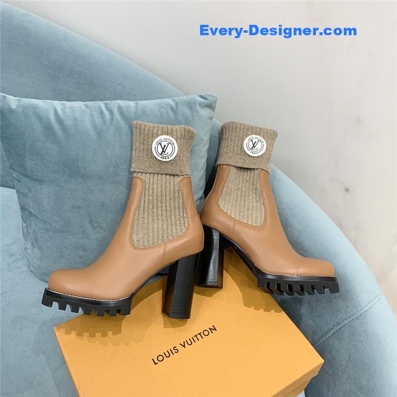 l0vis Vvtt0n lv woolen tube thick heel short boots