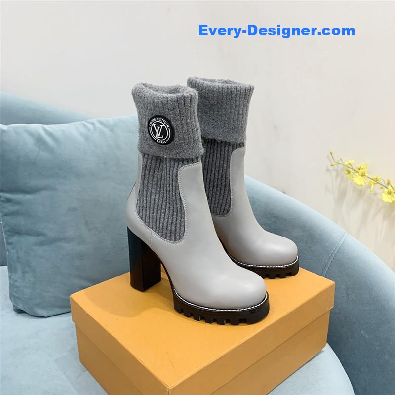 l0vis Vvtt0n lv woolen tube thick heel short boots
