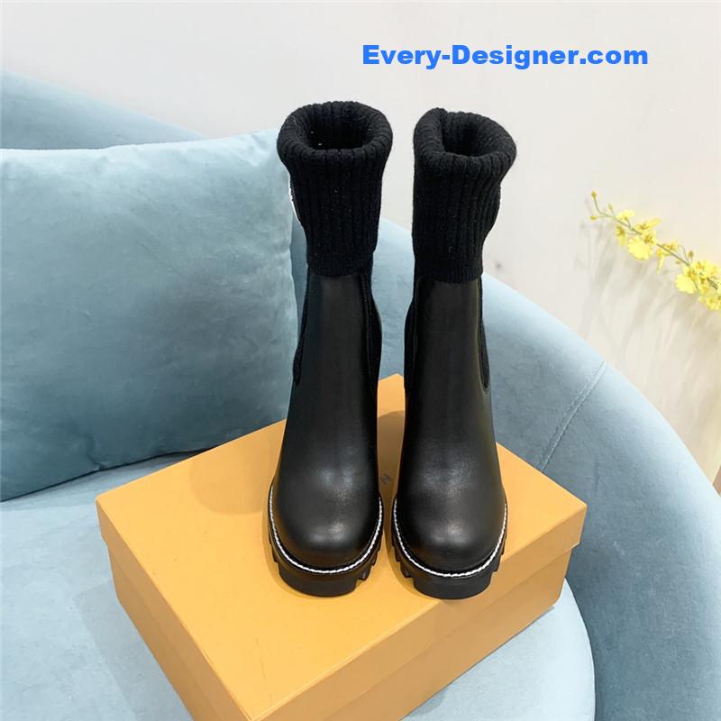 l0vis Vvtt0n lv woolen tube thick heel short boots