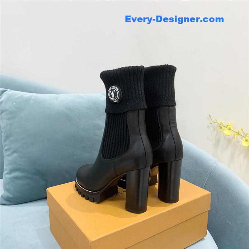 l0vis Vvtt0n lv woolen tube thick heel short boots
