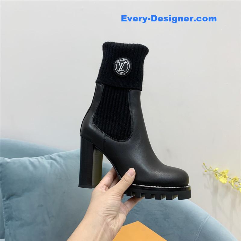 l0vis Vvtt0n lv woolen tube thick heel short boots