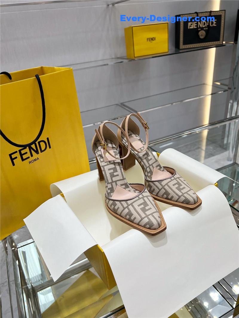 F**di square toe ff hollow heel court shoes