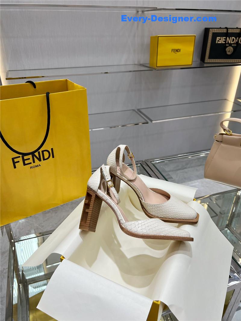 F**di square toe ff hollow heel court shoes