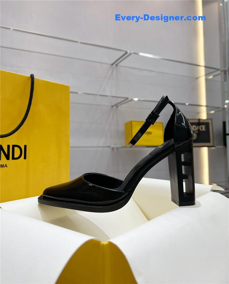 F**di square toe ff hollow heel court shoes