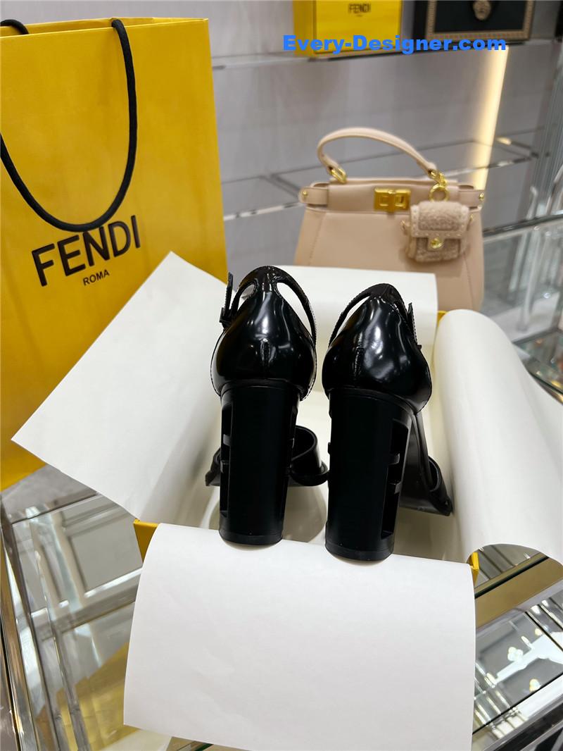 F**di square toe ff hollow heel court shoes