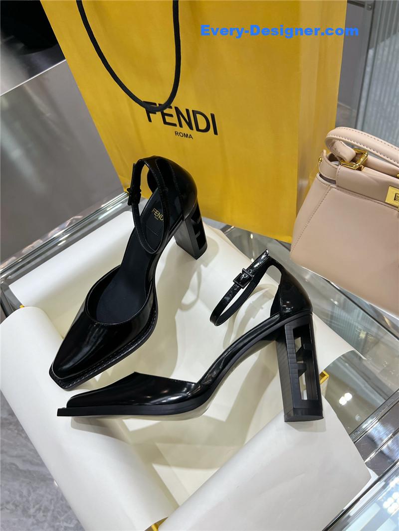 F**di square toe ff hollow heel court shoes