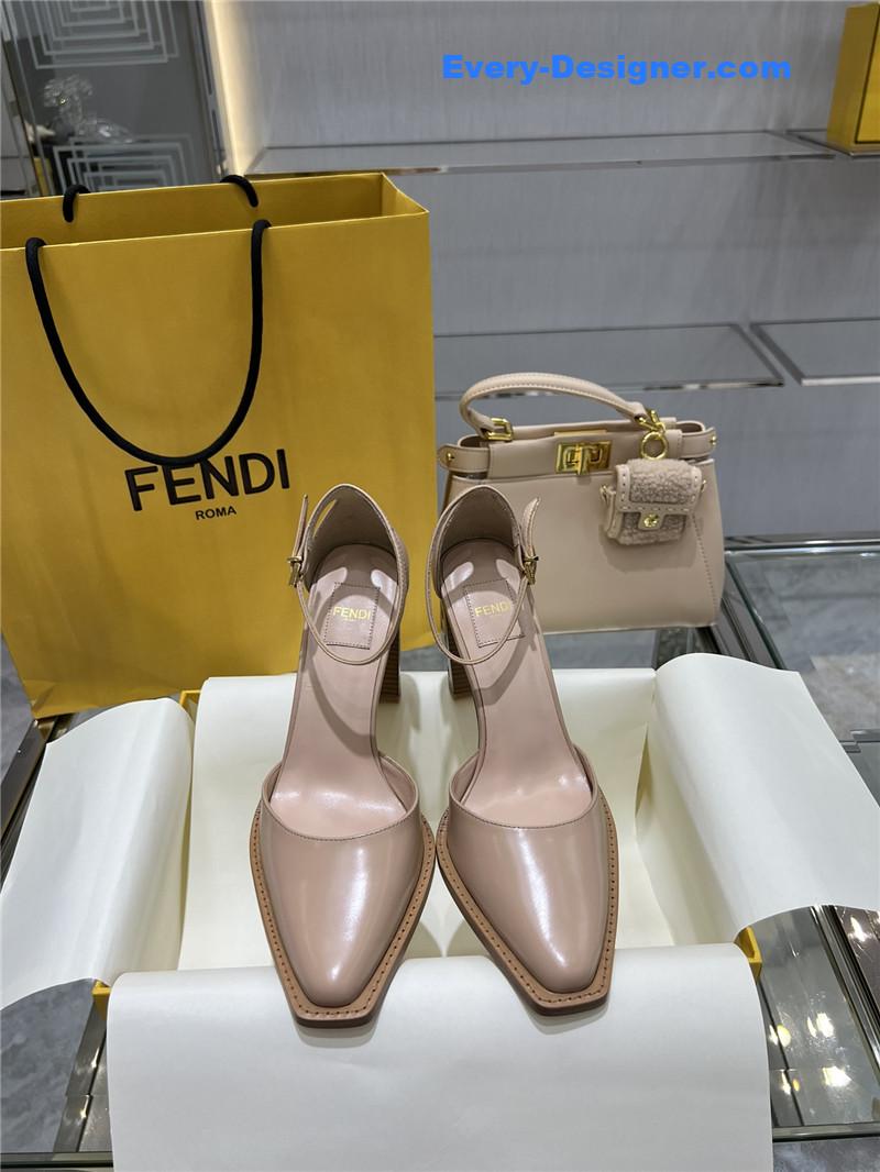 F**di square toe ff hollow heel court shoes