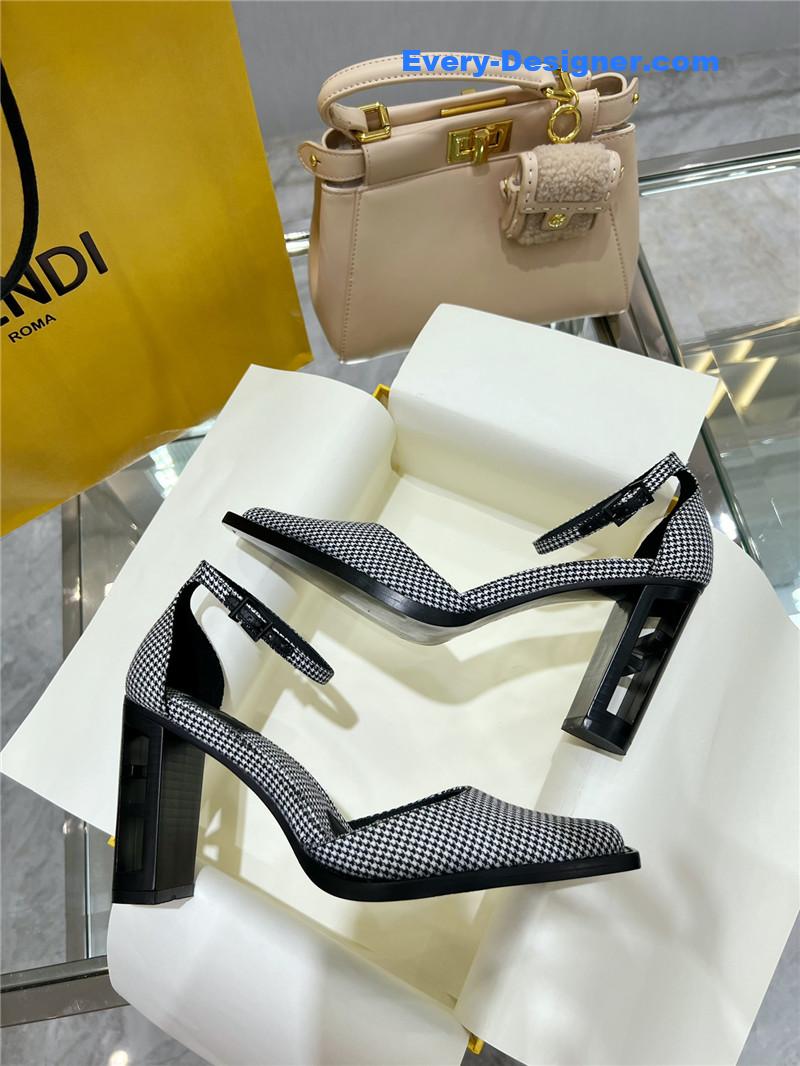 F**di square toe ff hollow heel court shoes