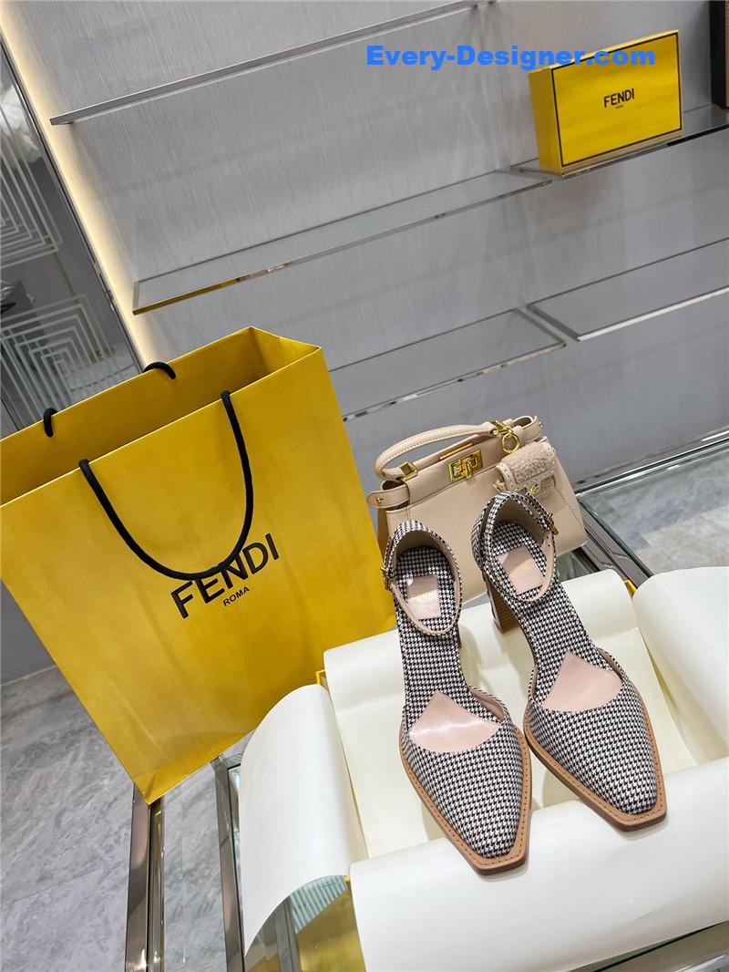 F**di square toe ff hollow heel court shoes