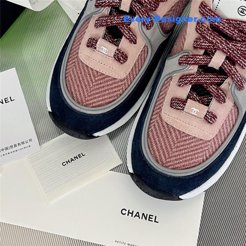 Ch**el new color wool stitching casual sneakers