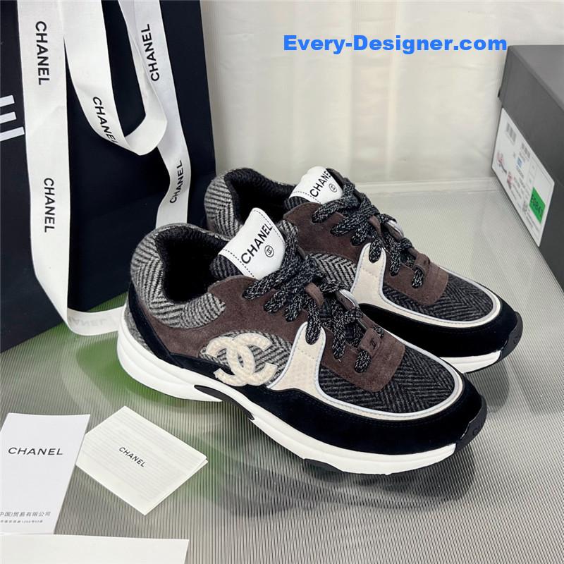 Ch**el new color wool stitching casual sneakers
