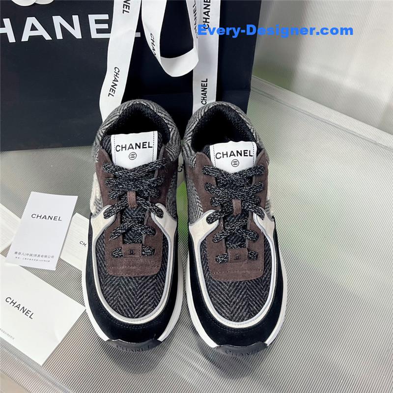 Ch**el new color wool stitching casual sneakers