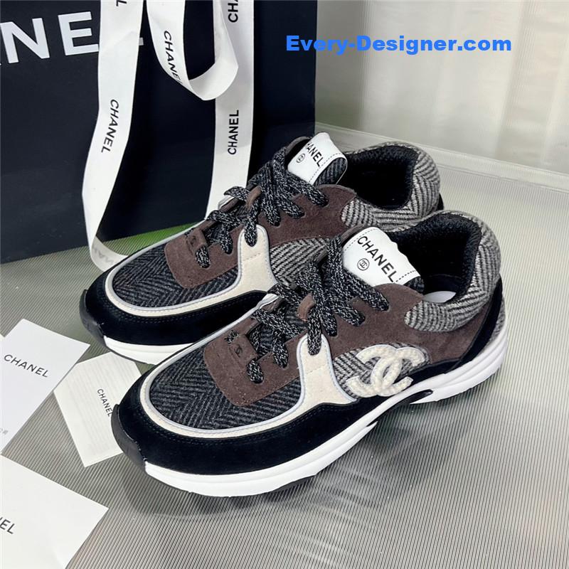 Ch**el new color wool stitching casual sneakers