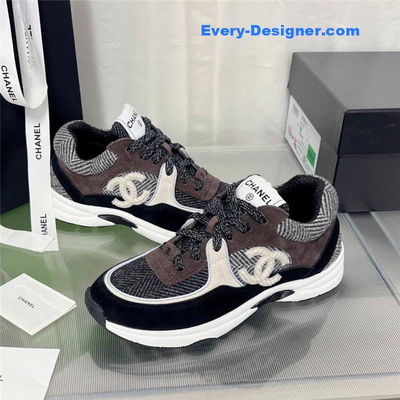 Ch**el new color wool stitching casual sneakers
