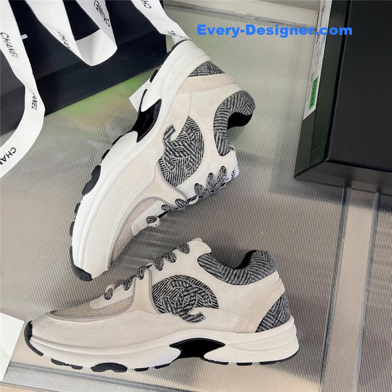 Ch**el new color wool stitching casual sneakers
