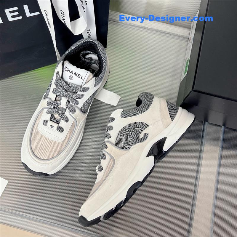 Ch**el new color wool stitching casual sneakers