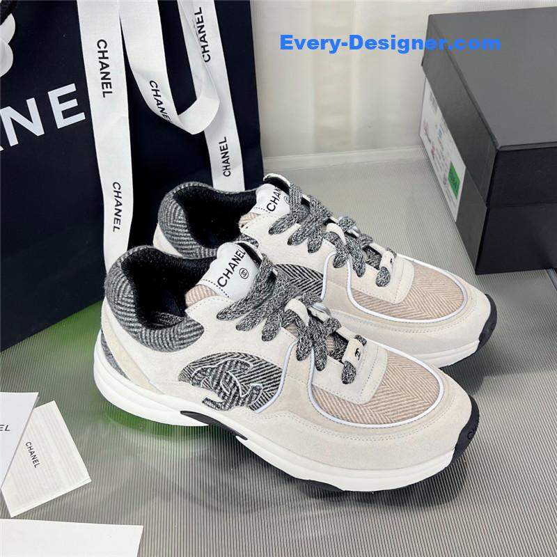 Ch**el new color wool stitching casual sneakers
