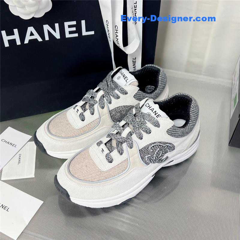 Ch**el new color wool stitching casual sneakers