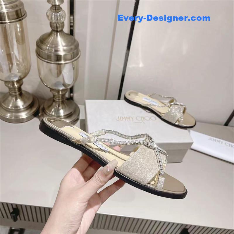 J1m*y Ch00 strappy rhinestone slides