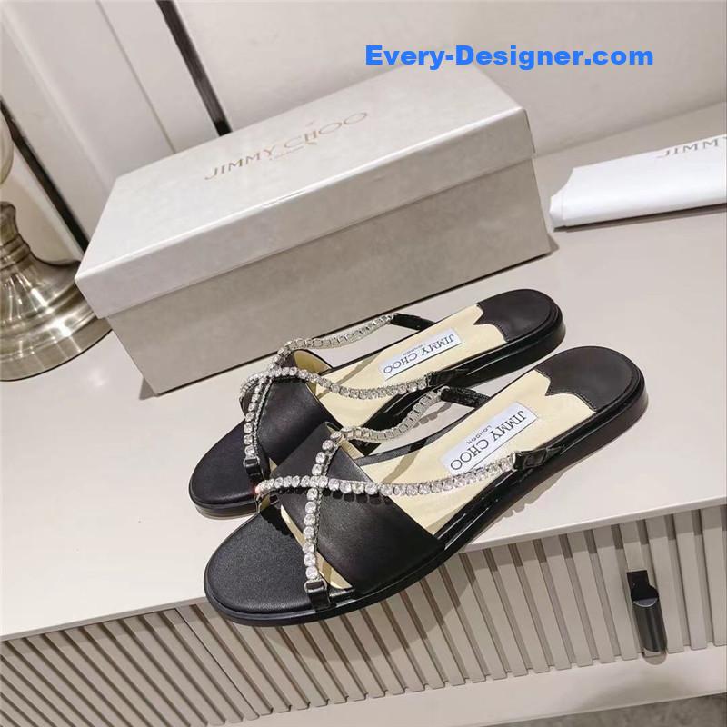 J1m*y Ch00 strappy rhinestone slides
