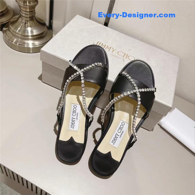 J1m*y Ch00 strappy rhinestone slides