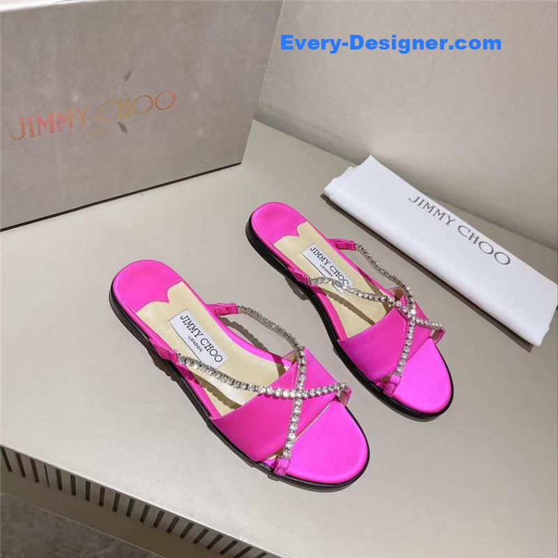 J1m*y Ch00 strappy rhinestone slides