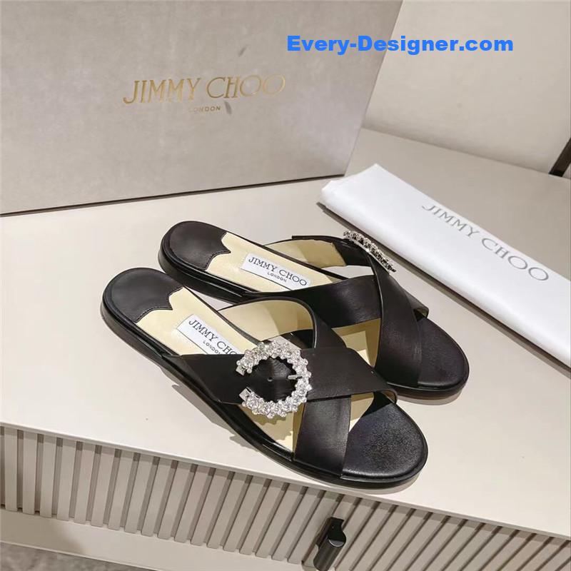 J1m*y Ch00 rhinestone c buckle slides