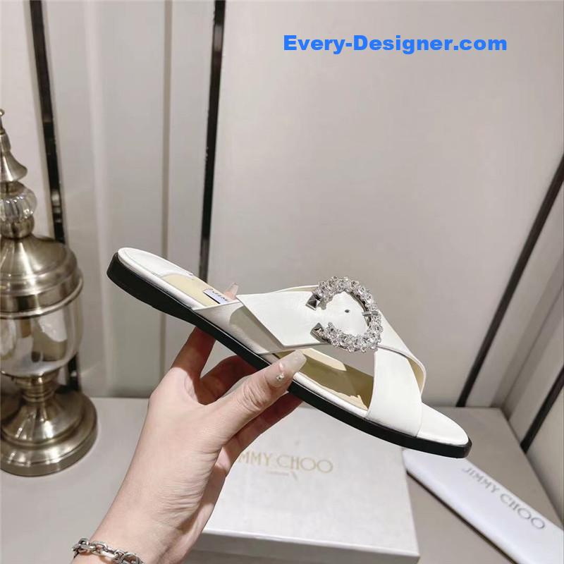 J1m*y Ch00 rhinestone c buckle slides