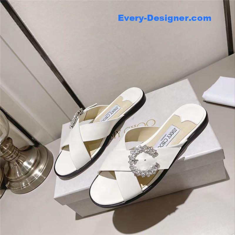 J1m*y Ch00 rhinestone c buckle slides