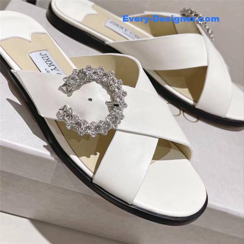 J1m*y Ch00 rhinestone c buckle slides