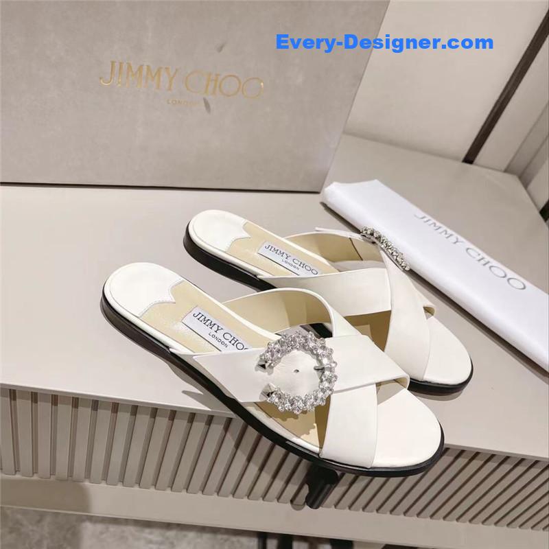 J1m*y Ch00 rhinestone c buckle slides