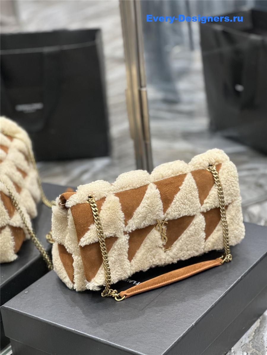 yves Sa1nt Lau*nt small jamie lambswool bag brown