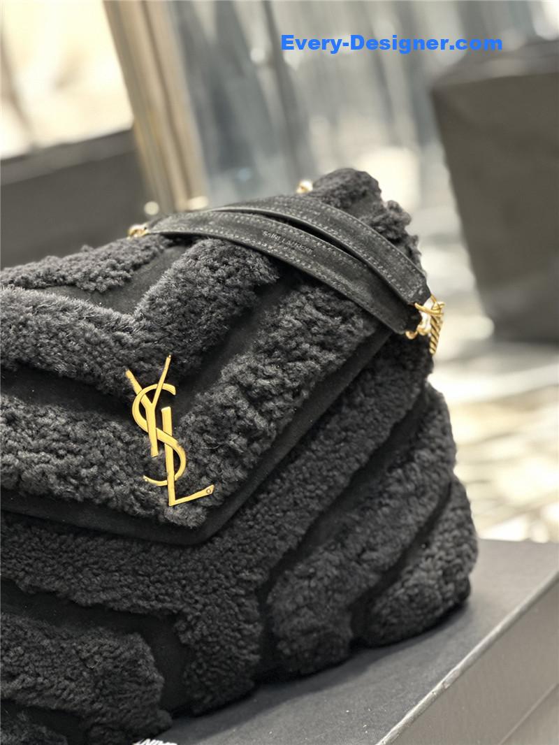 Y51 black suede lamb wool loulou bag