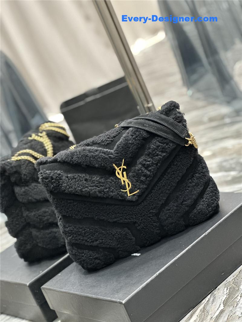 Y51 black suede lamb wool loulou bag