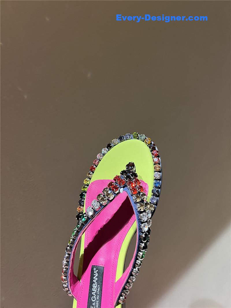 Dolce & Gabbana d&g rainbow rhinestone slides