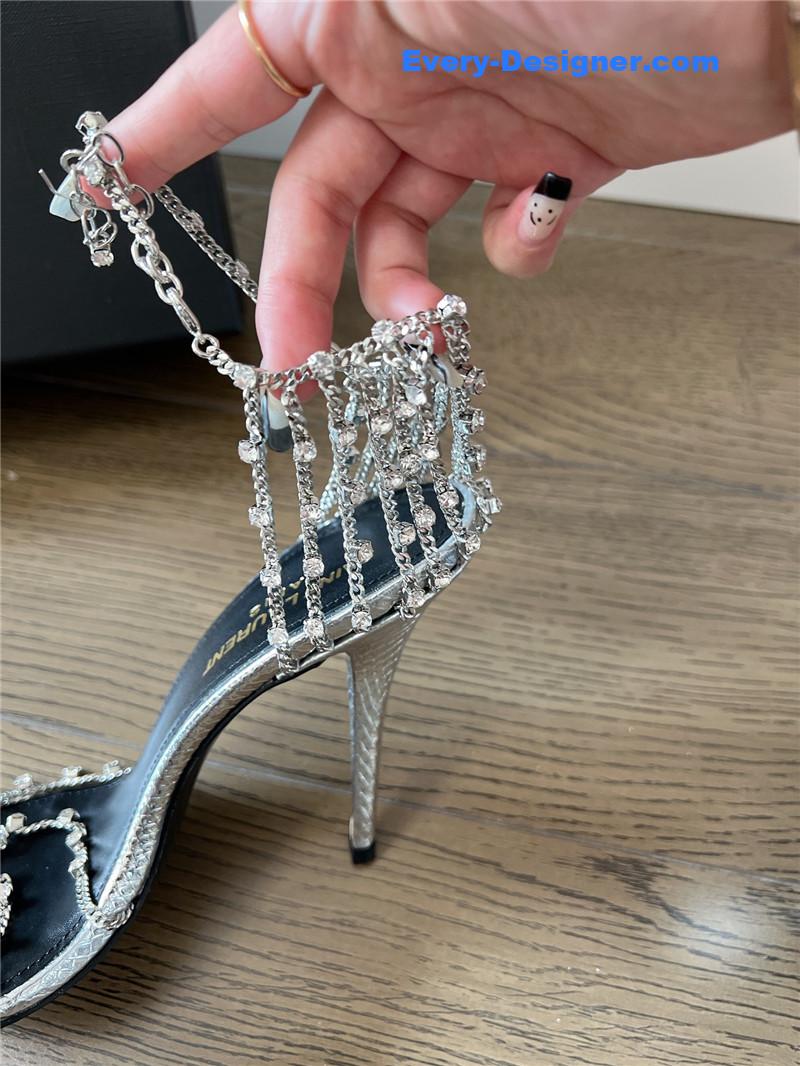 y51 metal D1am0nd chain high heels