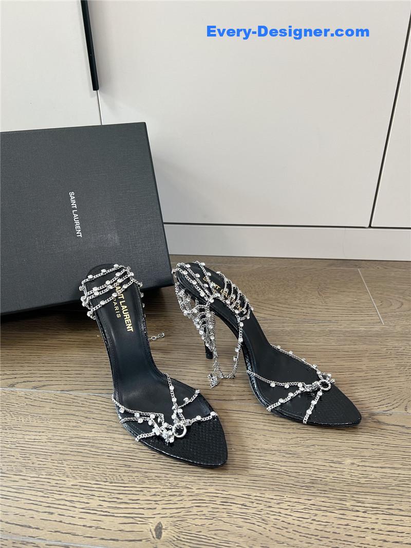 y51 metal D1am0nd chain high heels