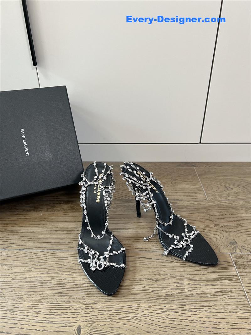 y51 metal D1am0nd chain high heels