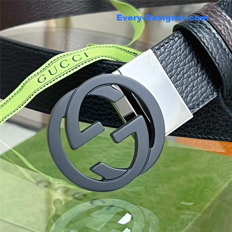 Gvc*1 reversible belt in textured leather