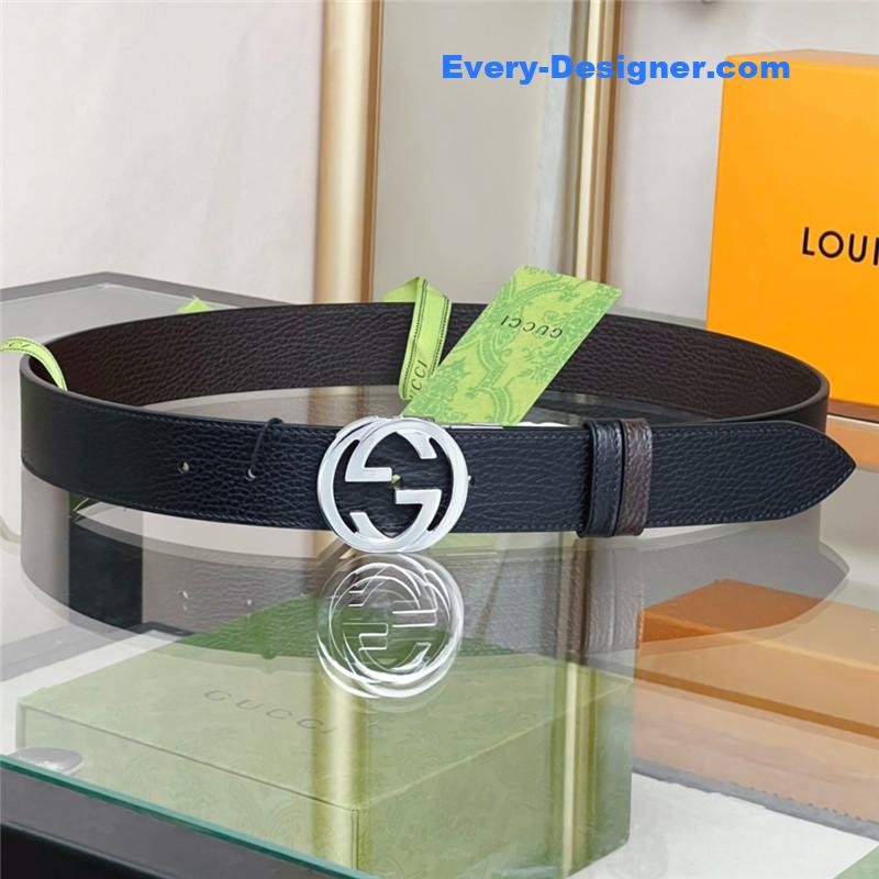 Gvc*1 reversible belt in textured leather