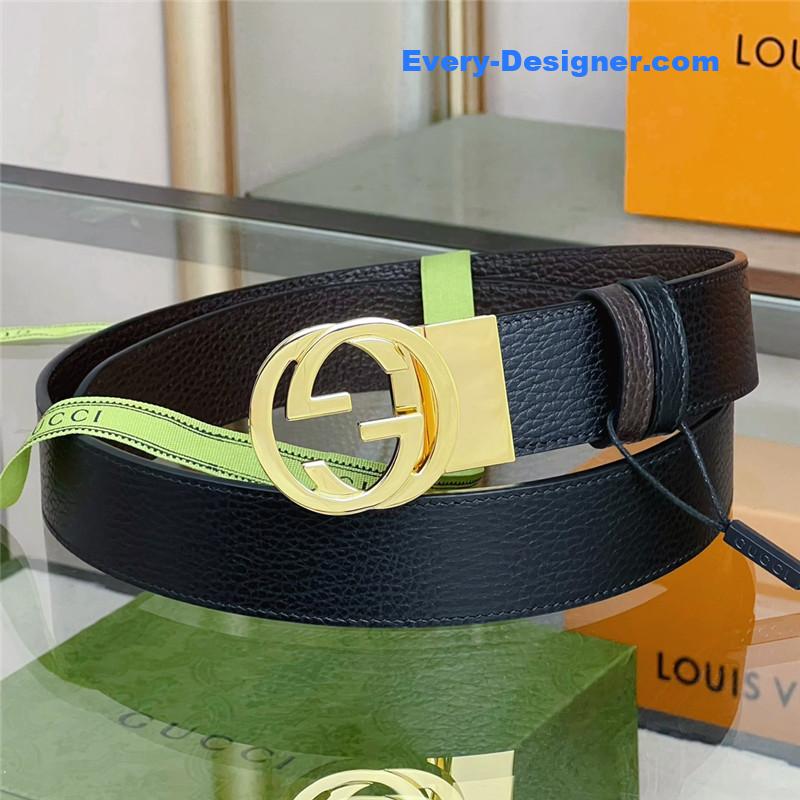 Gvc*1 reversible belt in textured leather
