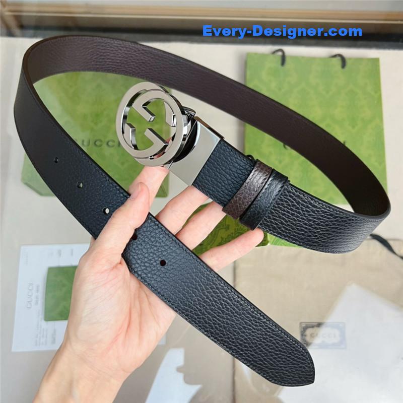 Gvc*1 reversible belt in textured leather